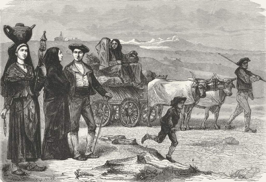 HAUTES-PYRÉNÉES. Peasants Valley of Ossun c1885 old antique print picture